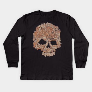 Peanut Allergy - Nut Skull - Death Symbol Kids Long Sleeve T-Shirt